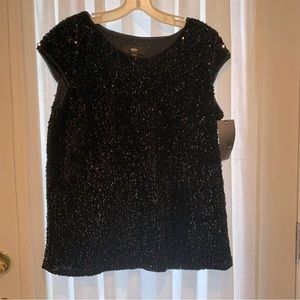 Black sequin sleeveless top